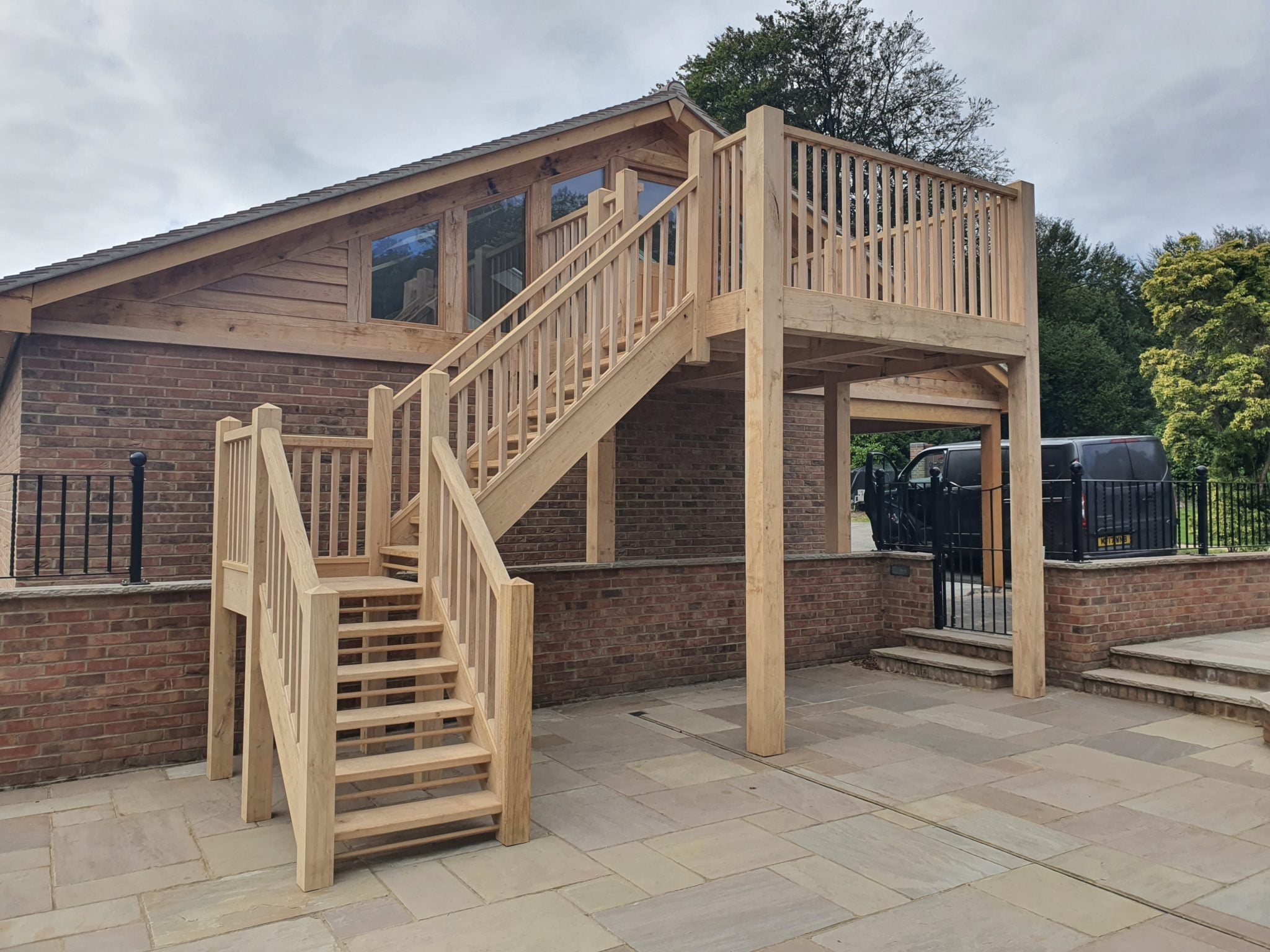 Green oak staircase