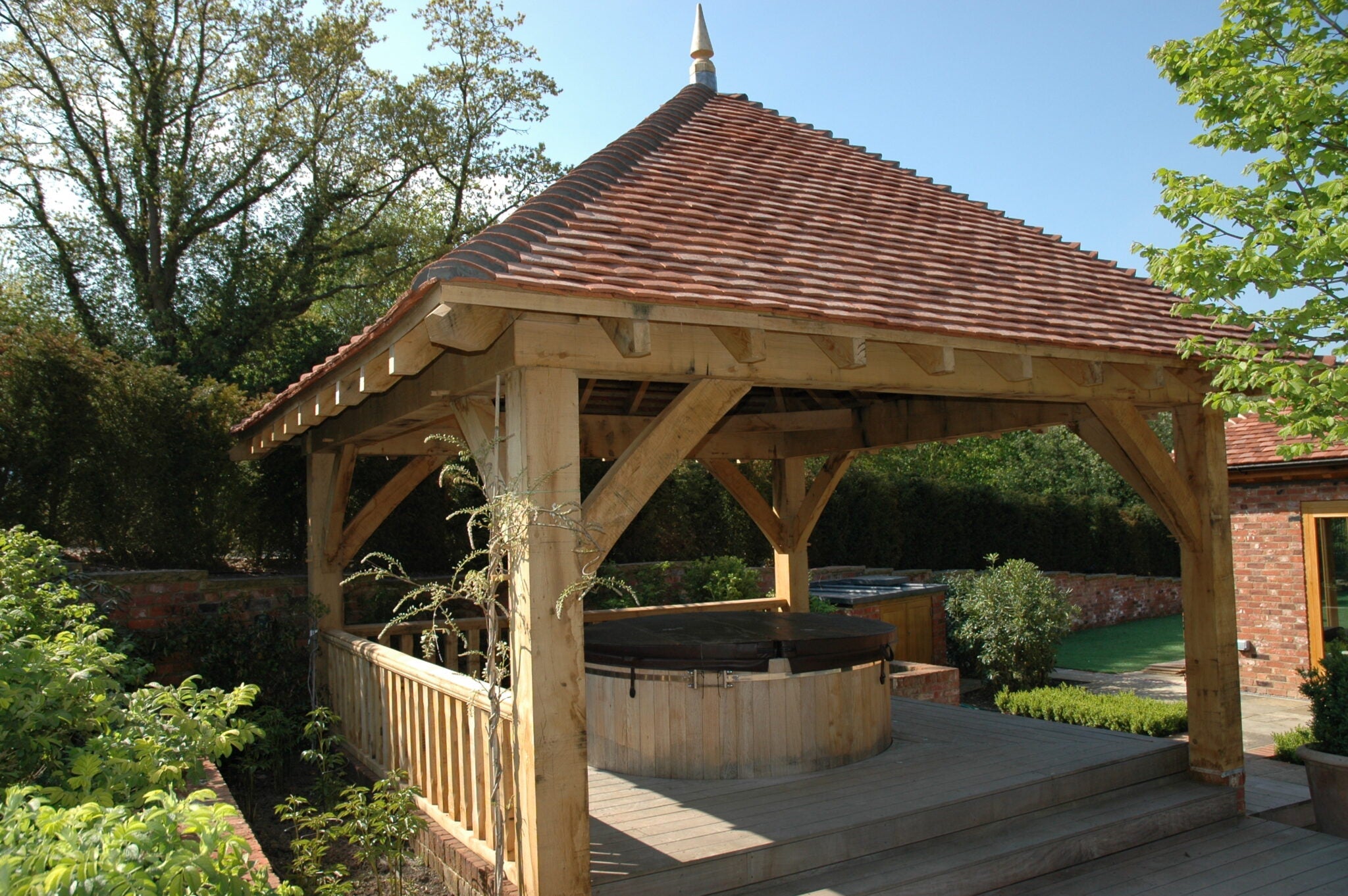 Oak Gazebo over hot tub