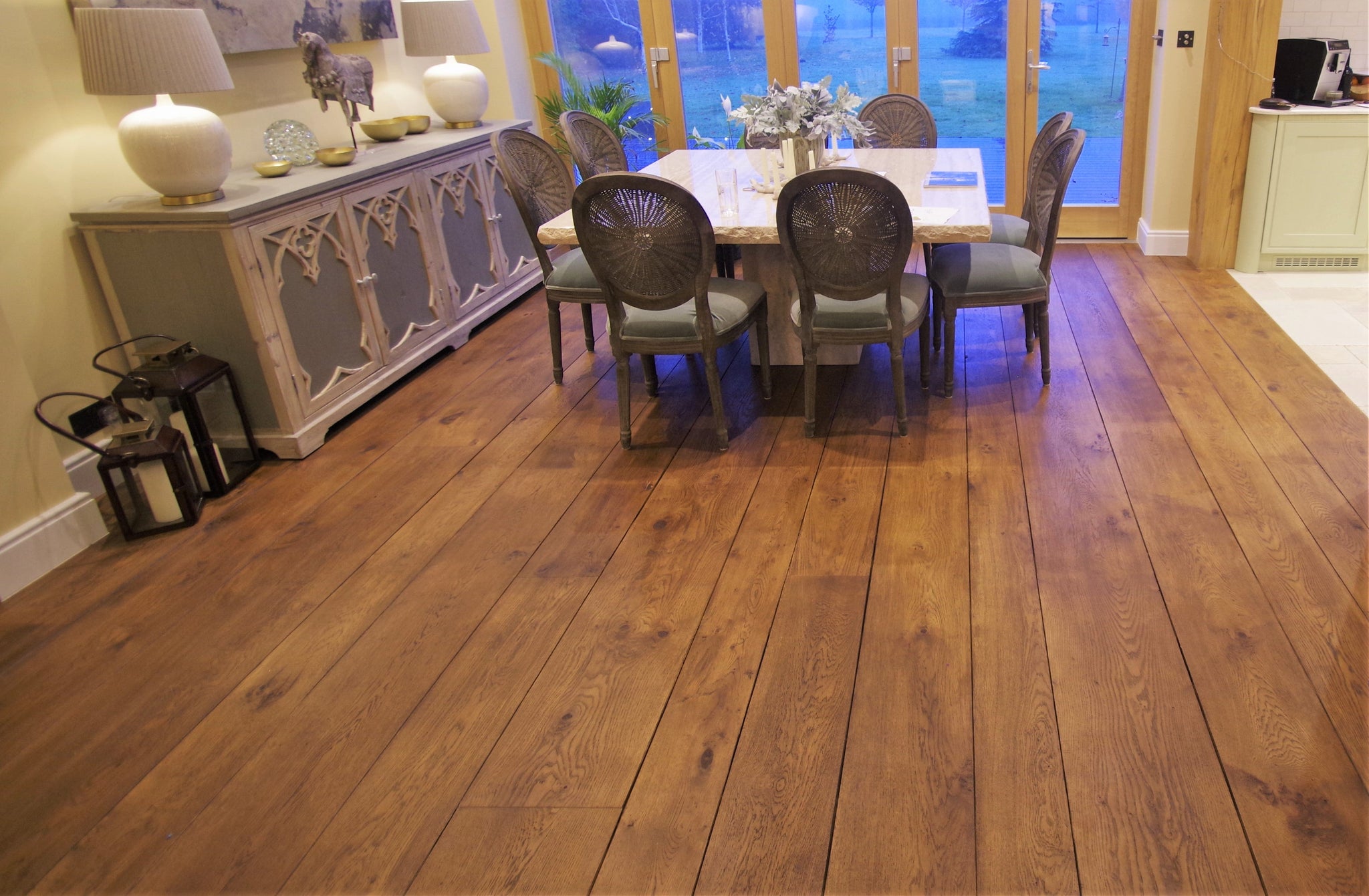 Long wide solid oak flooring produced in Kent